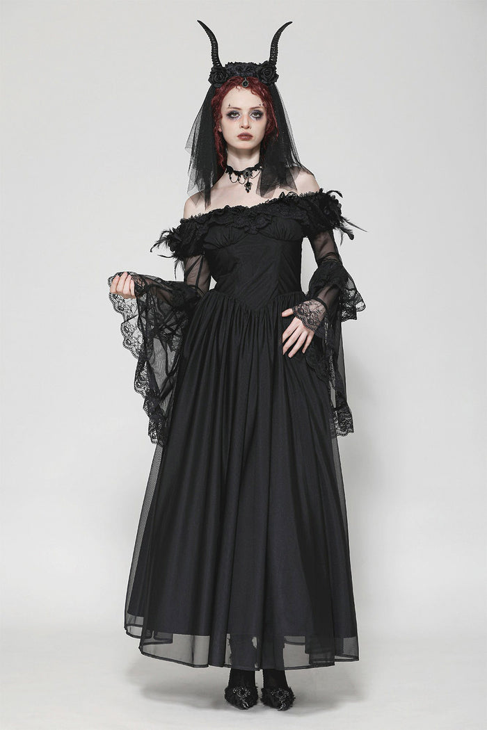 mesh flared sleeve dress by dark in love