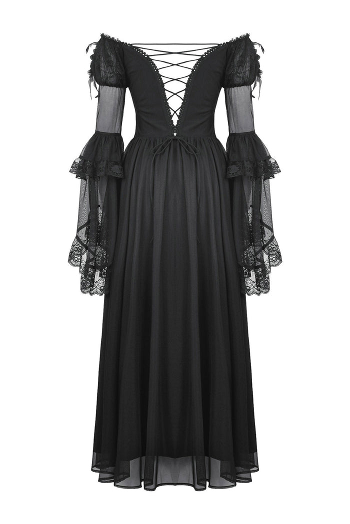 womens romantic goth off-shoulder dress