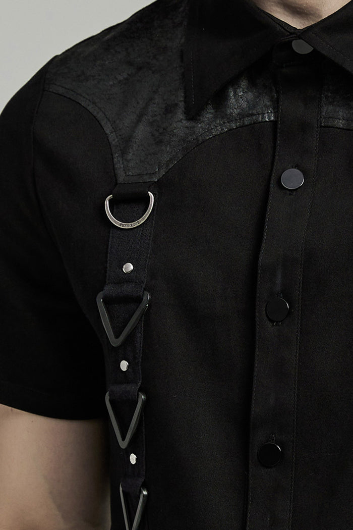 mens emo button-up black shirt