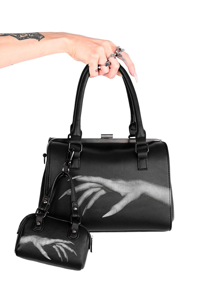 vegan leather small black keychain bag and horror purse