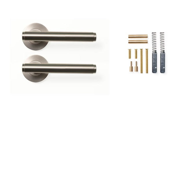 Momo Bellevue Plain Lever Handle Set Dull Brushed Nickel BVLHPL.DBR - The Blue Space