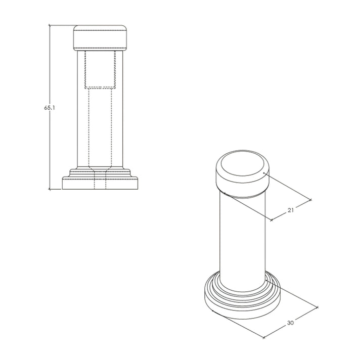 Line Drawing Momo Handles Door Stop 65mm Brushed Sat Brass MHSBDS.BSB - The Blue Space