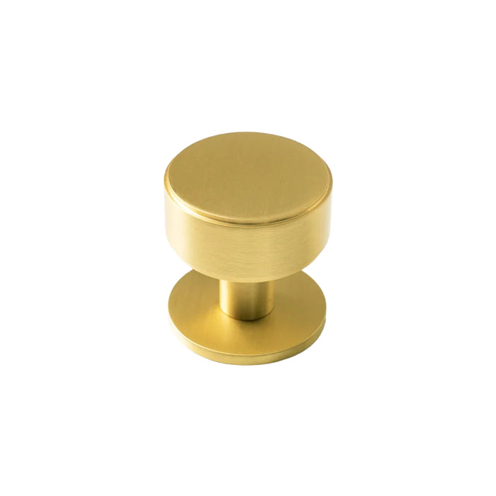 Side View Momo Handles Belgravia 35mm Round Knob Plain Brushed Satin Brass BLGPL035.BSB - The Blue Space