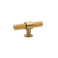 Momo Handles Belgravia 82mm T Knob Lined Brushed Satin Brass BLGLN082.BSB - The Blue Space