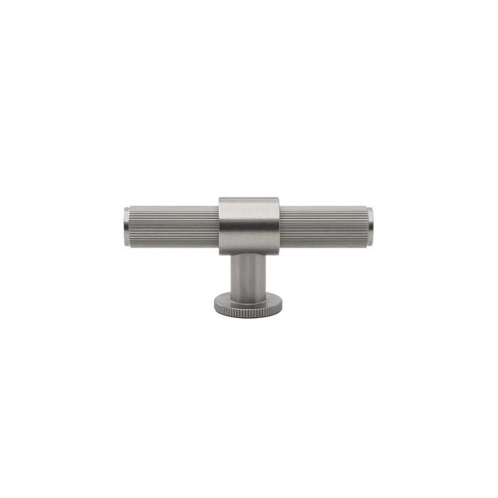 Front Momo Handles Belgravia 82mm T Knob Lined Dull Brushed Nickel BLGLN082.DBR - The Blue Space