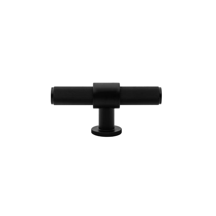Front Momo Handles Belgravia 82mm T Knob Lined Matte Black  BLGLN082.MBL - The Blue Space