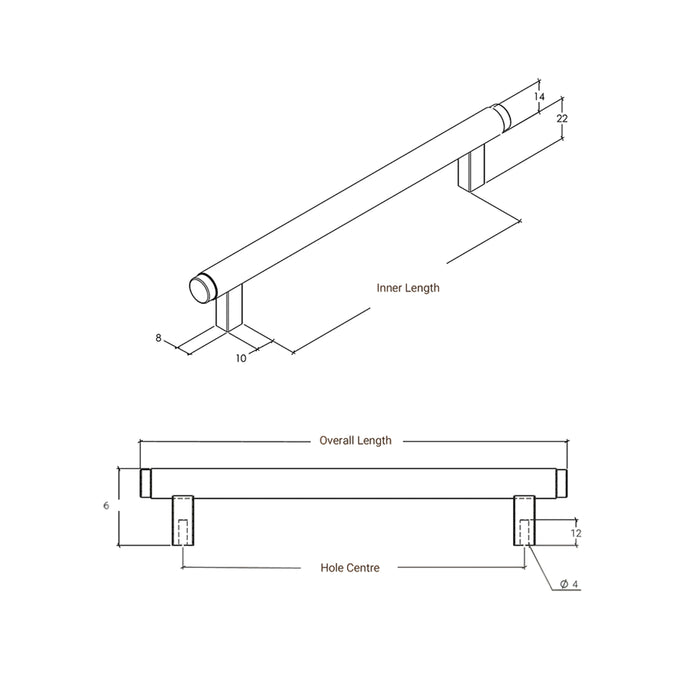 Line Drawing Momo Handles Bellevue Knurled Pull Handle Dark Bronze BVPKN320.DKB - The Blue Space