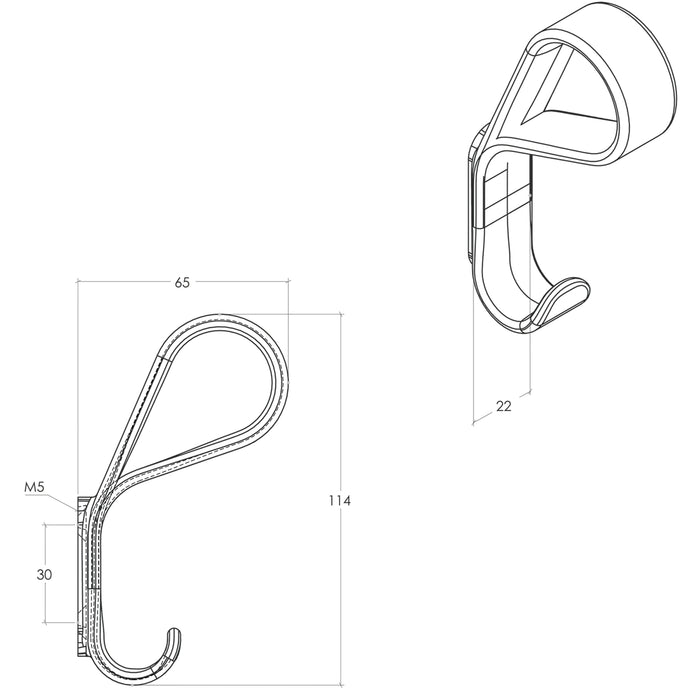 Line Drawing Momo Belt Wall Hook 65mm Volcano Red B7039.065.VRD - The Blue Space