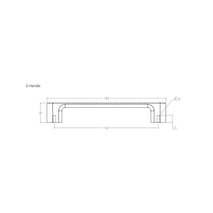 Line Drawing Momo Handles Luv Wood 160mm D Handle Oak L0699.160.OAK - The Blue Space