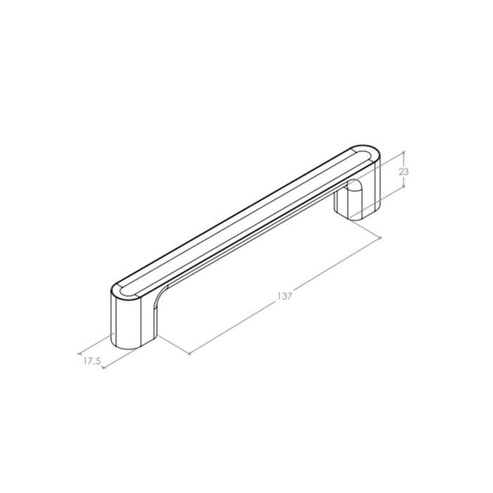 Line Drawing 2 Momo Handles Luv Wood 160mm D Handle Walnut L0699.160.WN - The Blue Space