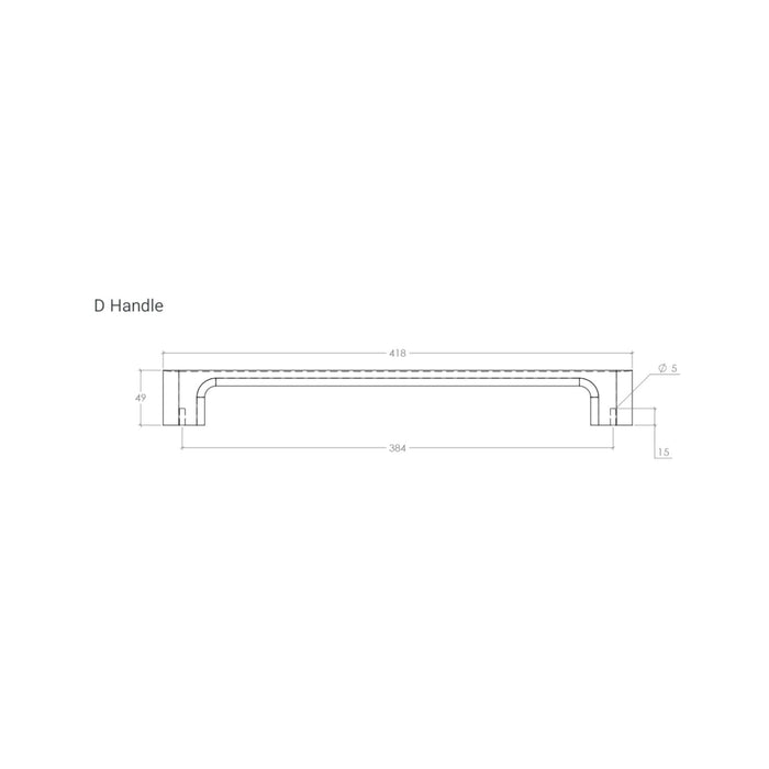 Line Drawing 1 Momo Handles Luv Wood 384mm Big D Handle Oak L0664.384.OAK - The Blue Space