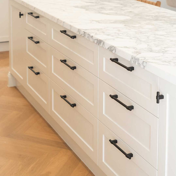 Momo Handles Maida in Black featured in Farmhouse Kitchen - The Blue Space