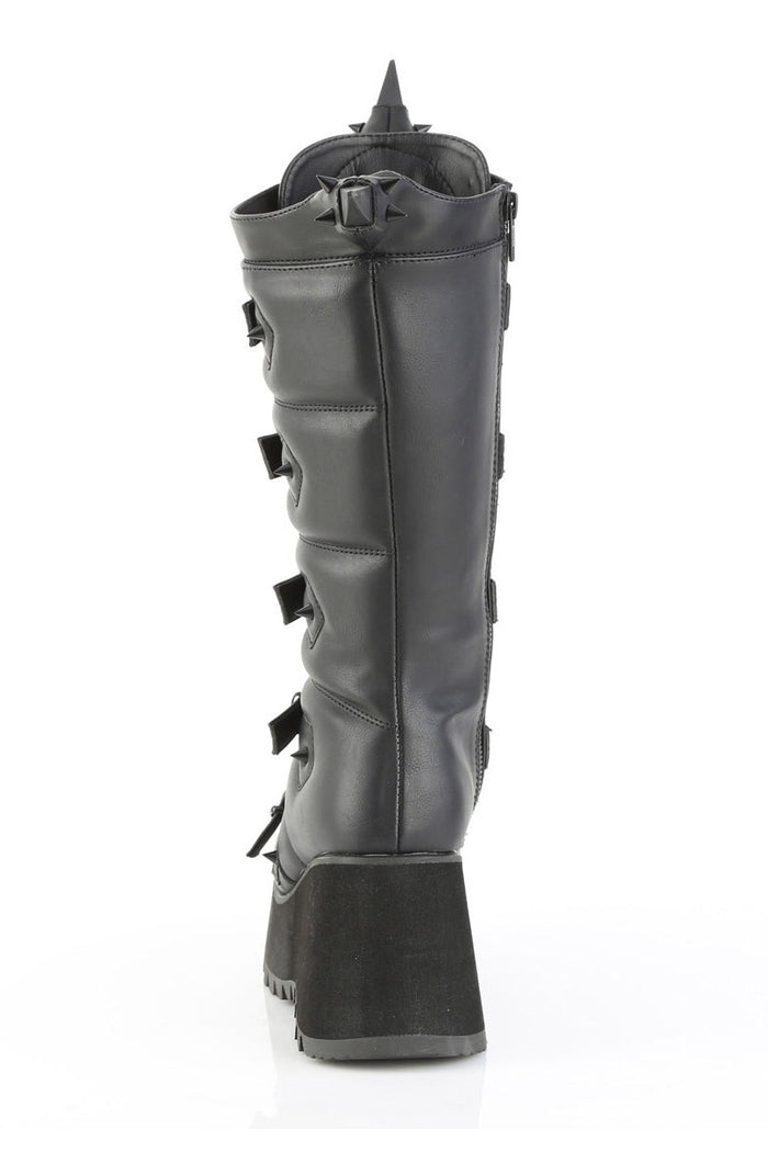 knee-high spiked black gothic boots by demonia