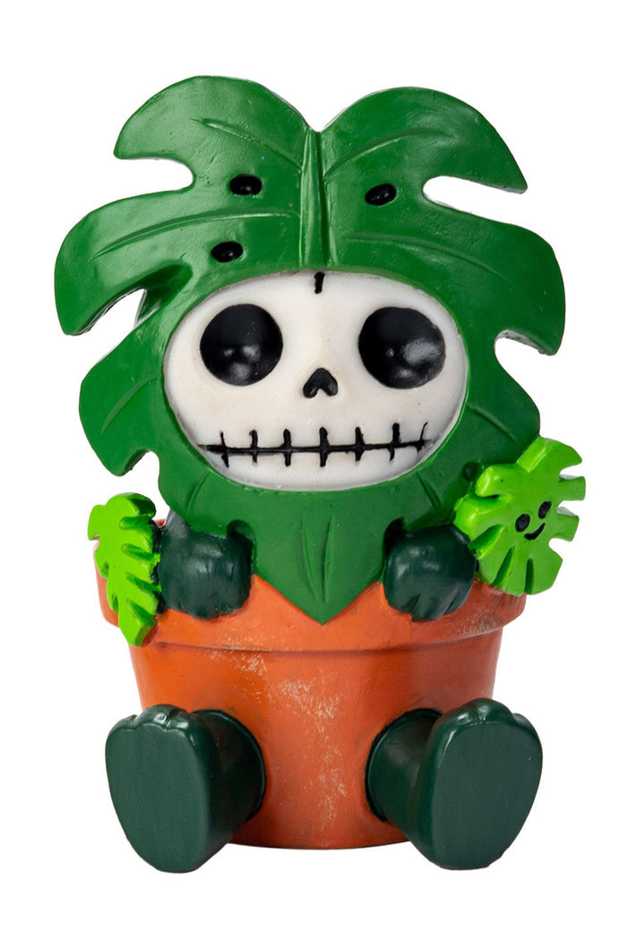 skeleton house plant statue