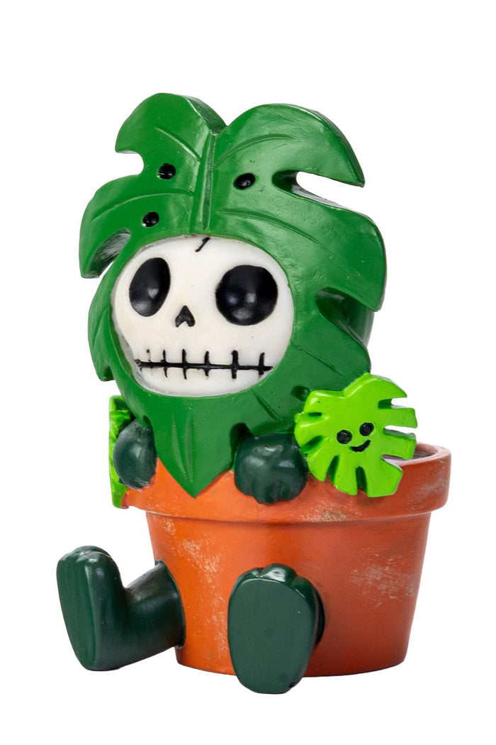 gothic skeleton house plant statue