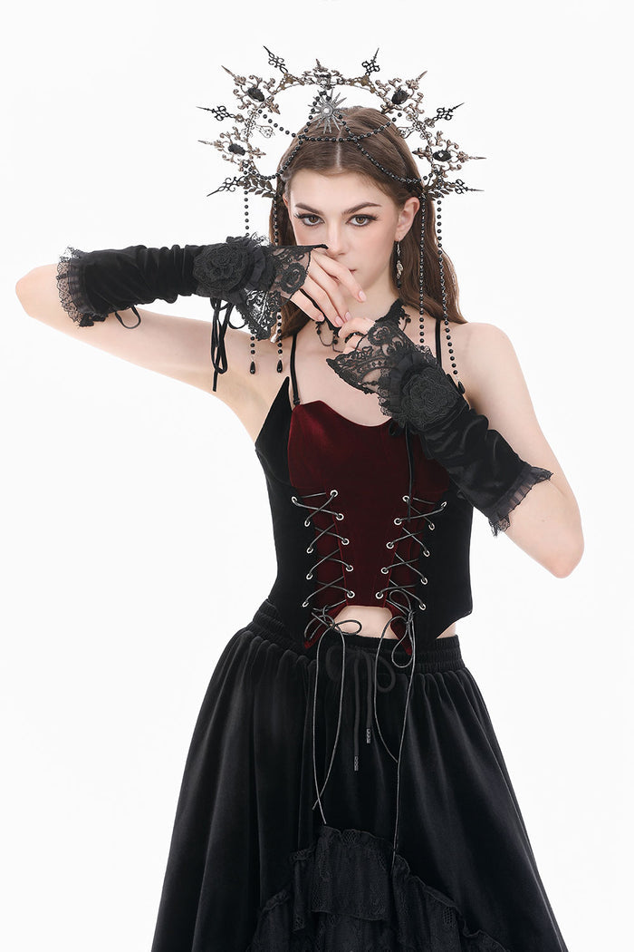 Goth fashion arm warmers with lace