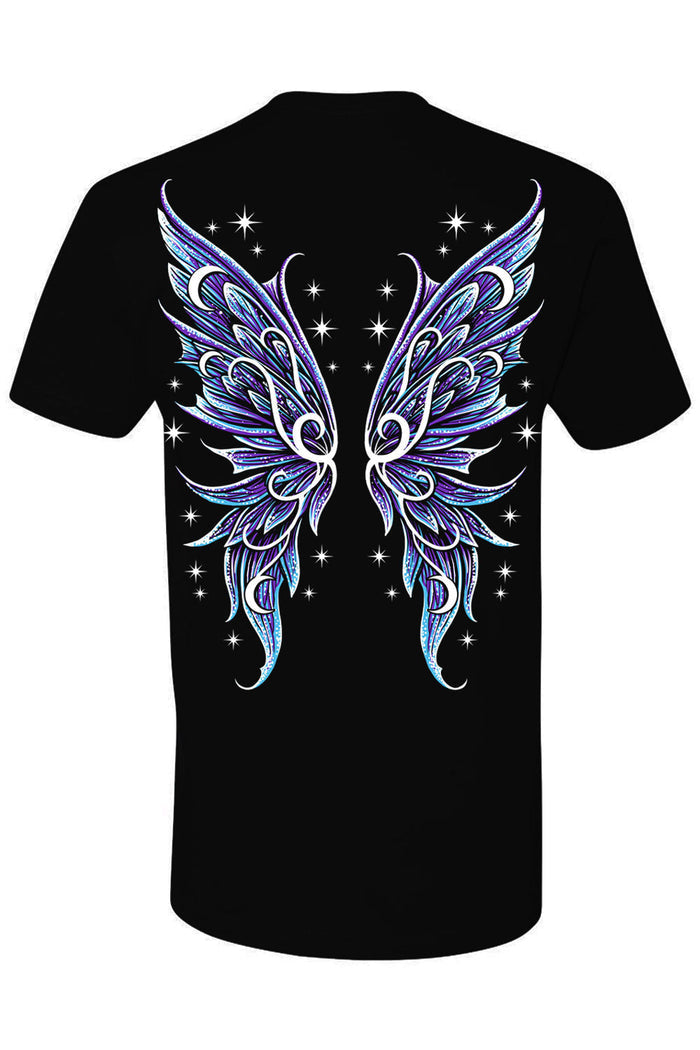 dark cottagecore tshirt with moth wings on the back