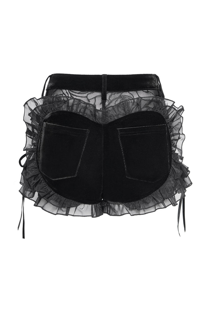 Mesh and lace floral shorts for goths