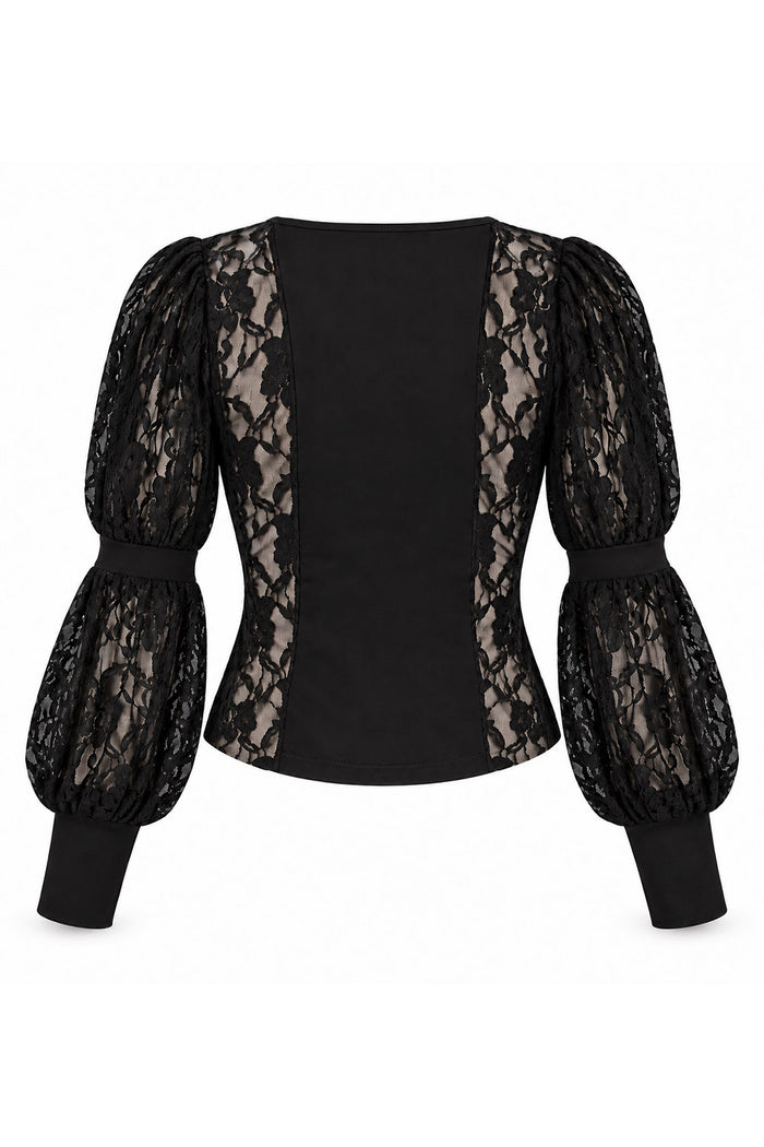 billowed sleeve long sleeve lace vampire goth top