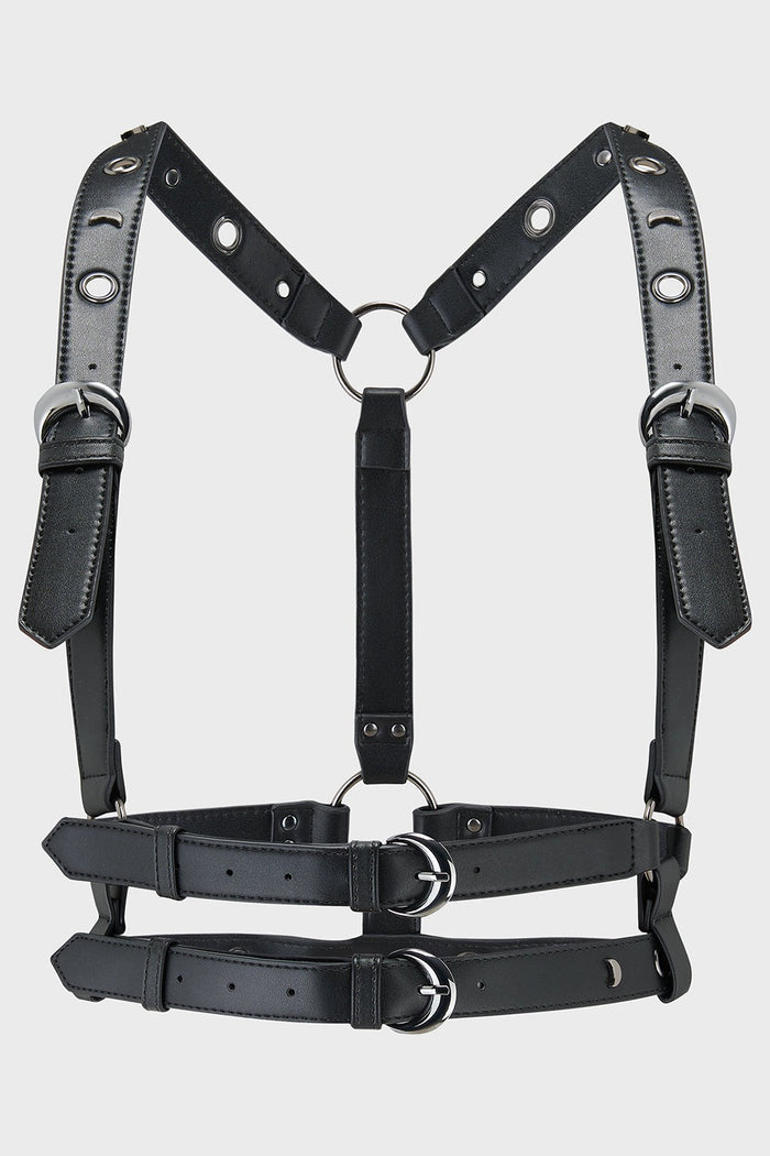 womens vegan leather high-waisted harness belt