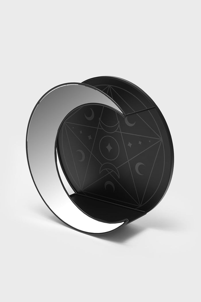 occult witchy moon wall shelf with moon mirror