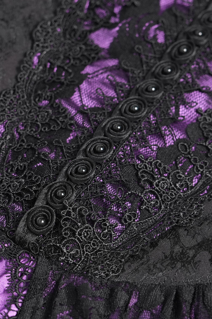 Devil Fashion beaded lace purple black dress