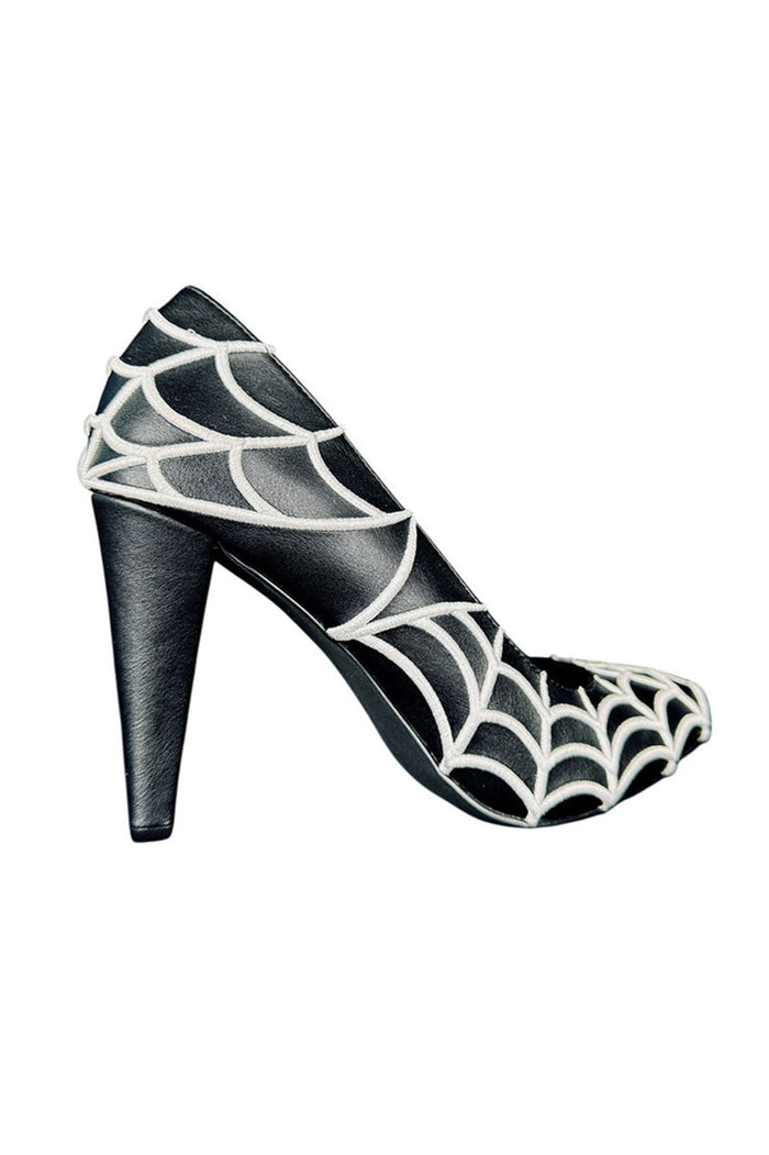 womens gothic vegan leather spiderweb high heels
