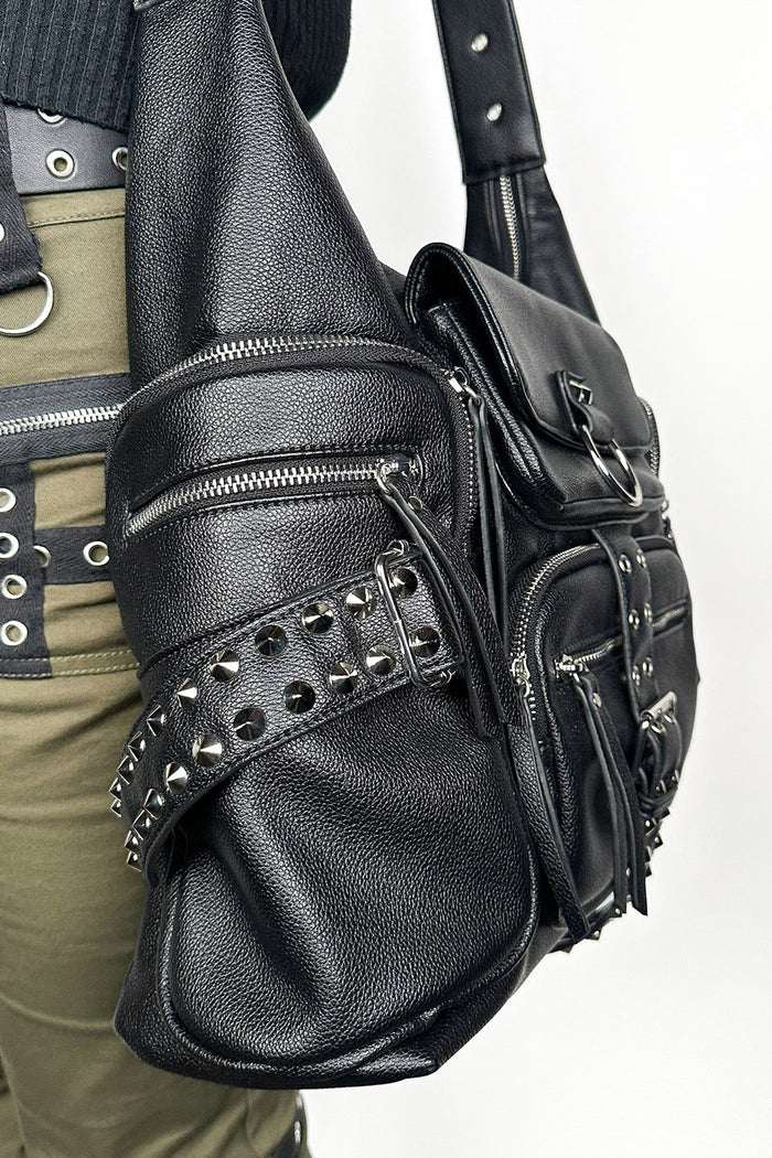 studded punk large utility purse