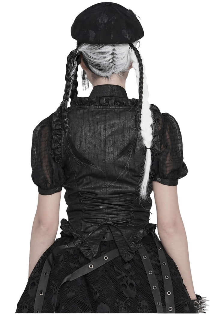 adjustable gothic vegan leather corset top