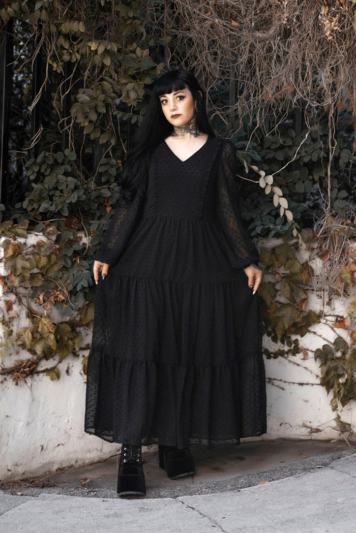 dark princess balloon sleeve dress