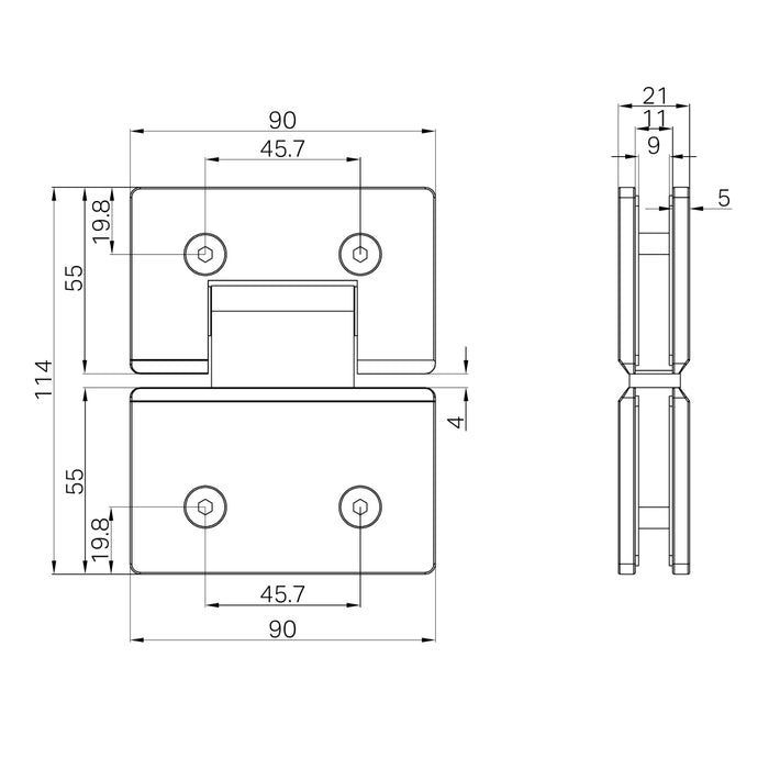 Line Drawing Nero 180 Degree Glass to Glass Shower Hinge Brushed Bronze NRSH102ABZ - The Blue Space