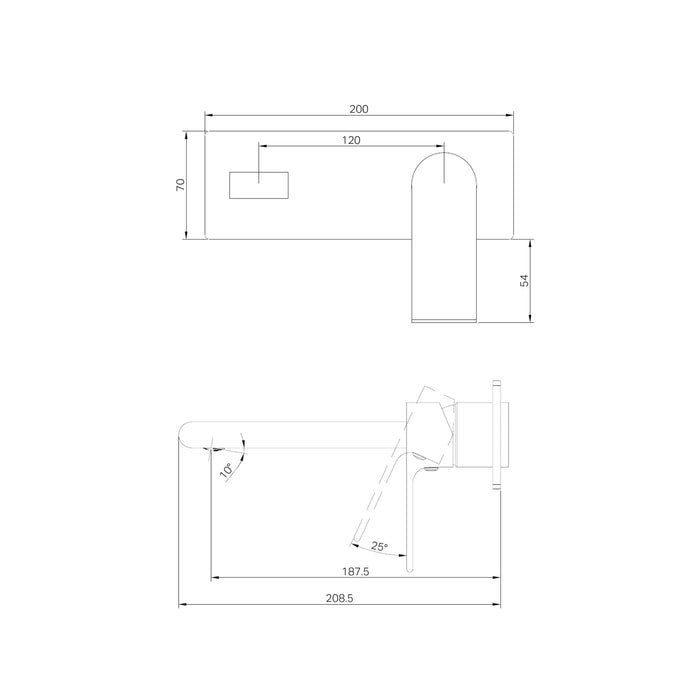 Nero Bianca Wall Basin/Bath Mixer 187mm Trim Kits Only Gun Metal