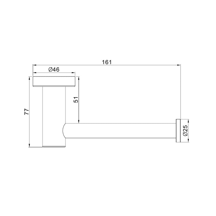 Technical Drawing Nero Dolce II Toilet Roll Holder Brushed Gold NR2086BG - The Blue Space