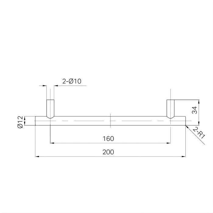 Line Drawing Nero Mecca 200mm Pull Handle Matte Black 25F003MB - The Blue Space
