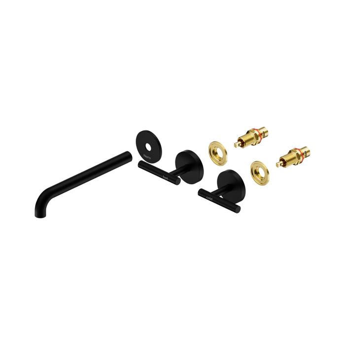 Side Nero Mecca Lever Wall Basin/Bath Set 220mm Spout Trim kits Only Matte Black 25D021MB - The Blue Space