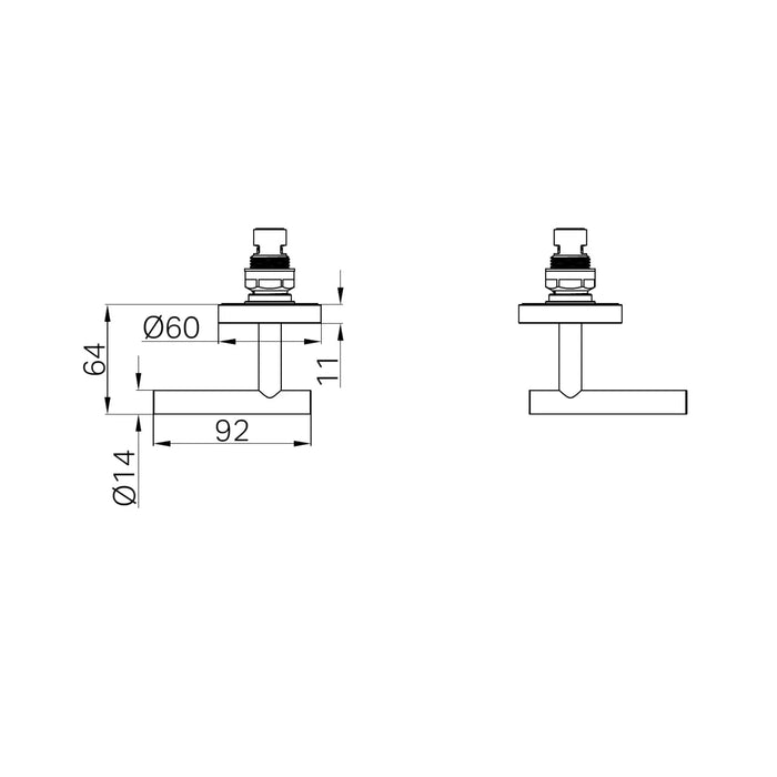 Technical Drawing Nero Mecca Lever Wall Top Assembly Brushed Nickel 25D012BN - The Blue Space