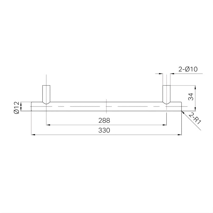 Line Drawing Nero Mecca 330mm Pull Handle Brushed Bronze 25F004BZ - The Blue Space