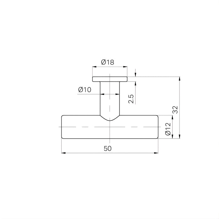 Line Drawing Nero Mecca T-Pull Handle Matte White 25F001MW - The Blue Space
