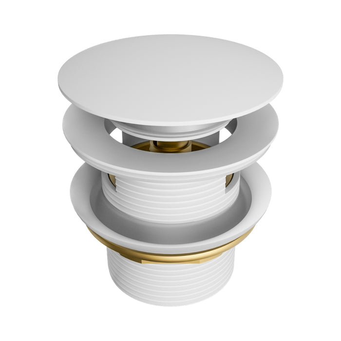 Nero Pop Up Bath Waste 40mm With Overflow Matte White NRA710MW - The Blue Space