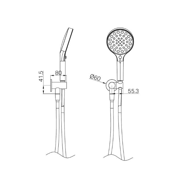 Technical Drawing Nero Serenity Hand Held Shower Brushed Bronze 24D071BZ - The Blue Space