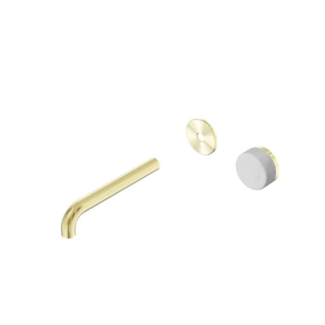 Nero Serenity Progressive Wall Basin Mixer 160mm Spout With Carrara Handle Trim Kit Only Brushed Gold 24E103BG - The Blue Space