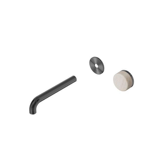 Nero Serenity Progressive Wall Basin Mixer 160mm Spout With Rome Travertine Handle Trim Kit Only Gun Metal 24E105GM - The Blue Space