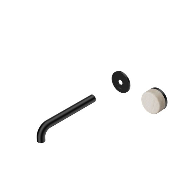 Nero Serenity Progressive Wall Basin Mixer 160mm Spout With Rome Travertine Handle Trim Kit Only Matte Black 24E105MB - The Blue Space