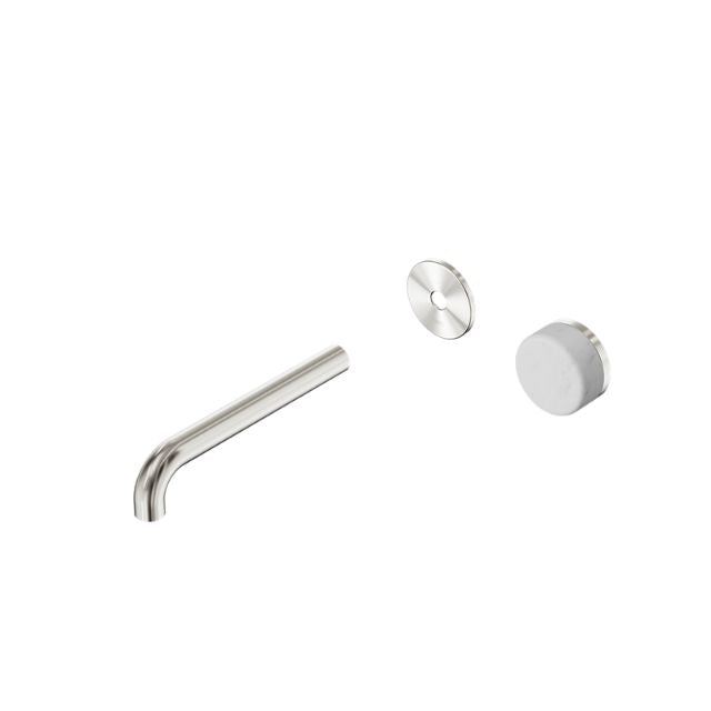 Nero Serenity Progressive Wall Basin Mixer 185mm Spout With Carrara Handle Trim Kit Only Brushed Nickel 24E109BN - The Blue Space