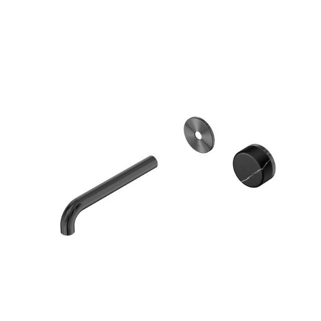 Nero Serenity Progressive Wall Basin Mixer 185mm Spout With Marquina Black Handle Trim Kit Only Gun Metal 24E126GM - The Blue Space