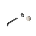 Nero Serenity Progressive Wall Basin Mixer 185mm Spout With Rome Travertine Handle Trim Kit Only Gun Metal 24E111GM - The Blue Space
