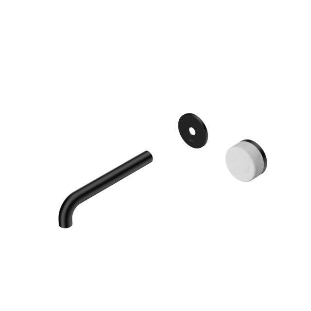 Nero Serenity Progressive Wall Basin Mixer 220mm Spout With Carrara Handle Trim Kit Only Matte Black 24E115MB - The Blue Space