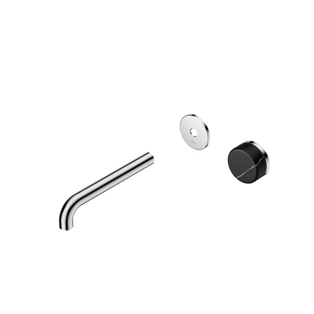 Nero Serenity Progressive Wall Basin Mixer 220mm Spout With Marquina Black Handle Trim Kit Only Chrome 24E127CH - The Blue Space