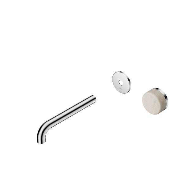 Nero Serenity Progressive Wall Basin Mixer 220mm Spout With Rome Travertine Handle Trim Kit Only Chrome 24E117CH - The Blue Space