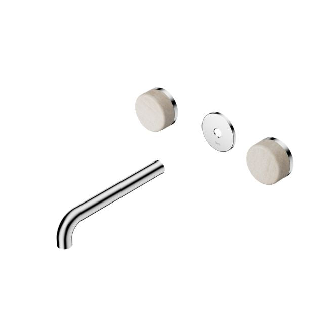 Nero Serenity Wall Basin Set 160mm Spout With Rome Travertine Handle Trim Kit Only Chrome 24D076CH - The Blue Space